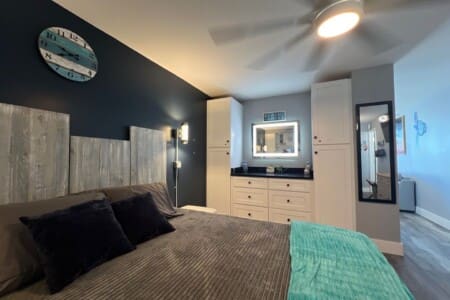 Full height mirror on the wall to make sure you are ready for the evening