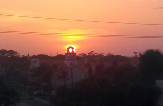 pretty sunset from the balcony over the local church