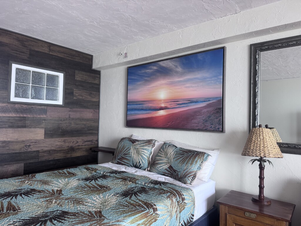 such a comfy bed with an ocean view
