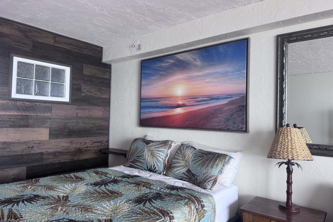 such a comfy bed with an ocean view