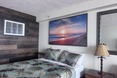 such a comfy bed with an ocean view