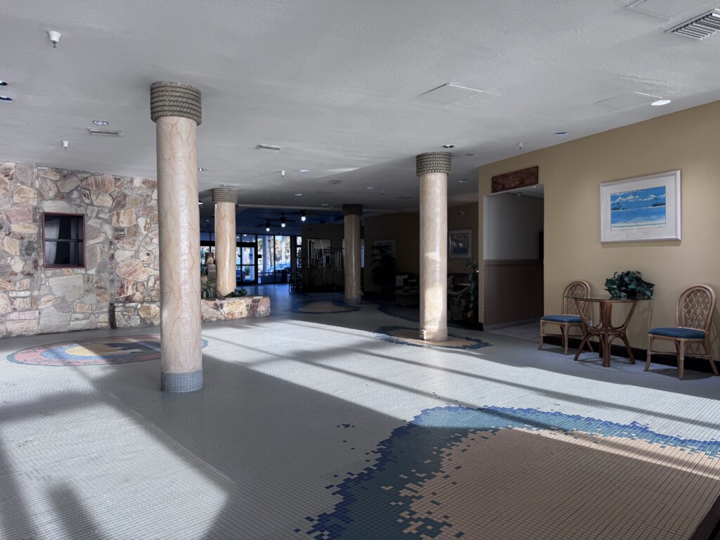 lobby from the doors heading to the elevator