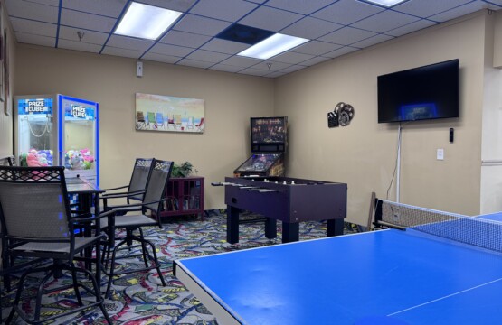 this game room is a fun hang out