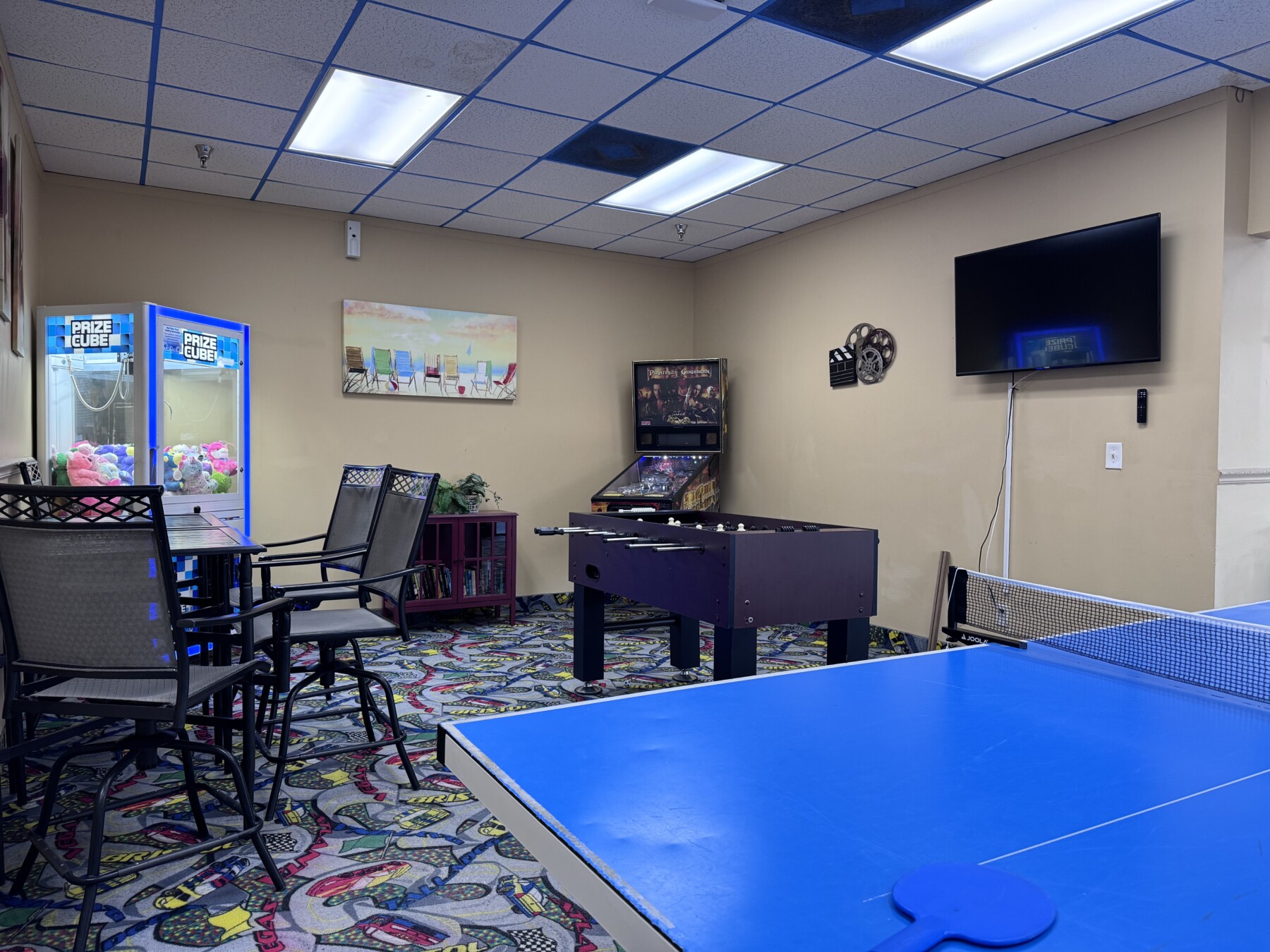 this game room is a fun hang out