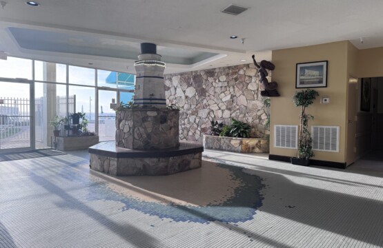 lobby headed outside to the pool deck