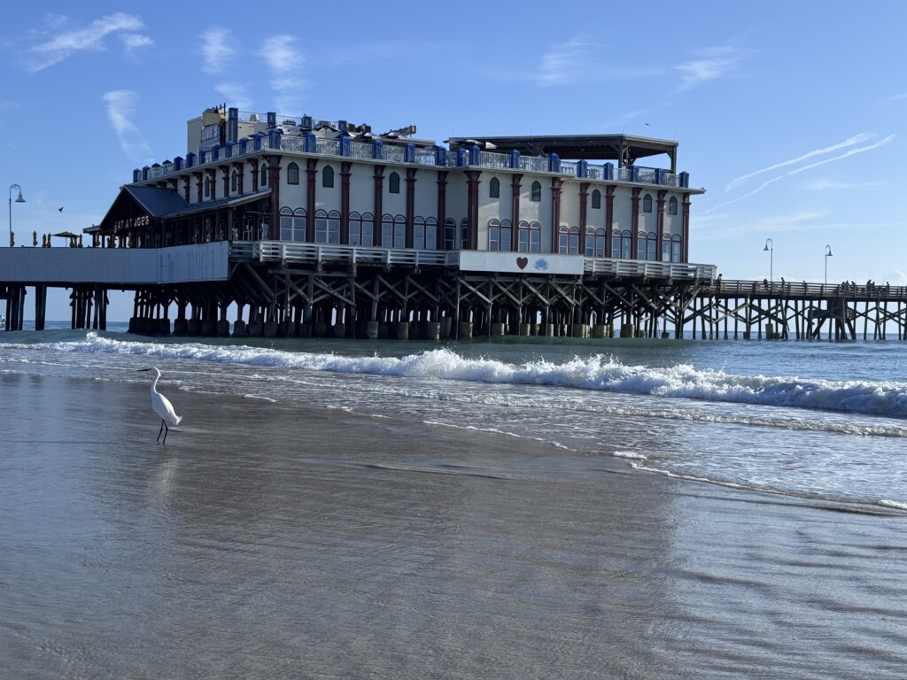 The boardwalk pier just a short walk down th beach. swing in the Joes Crab Shack for a little lunch