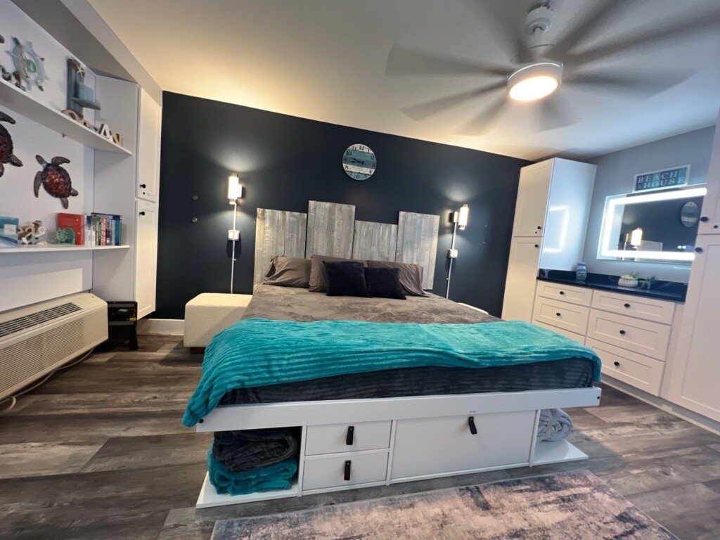 King bedroom with a ton of storage for unpacking during those long 1-3 month stays