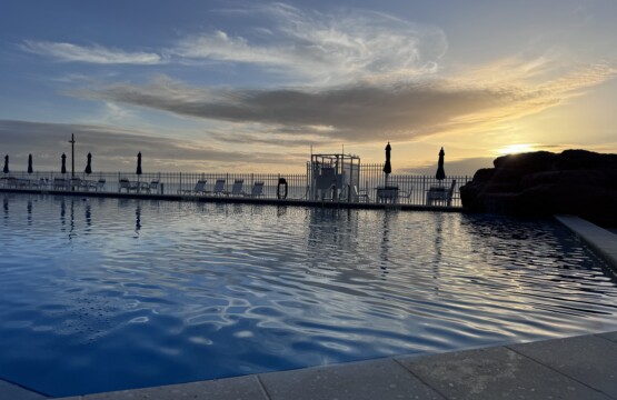 beautiful sunrise from the pool