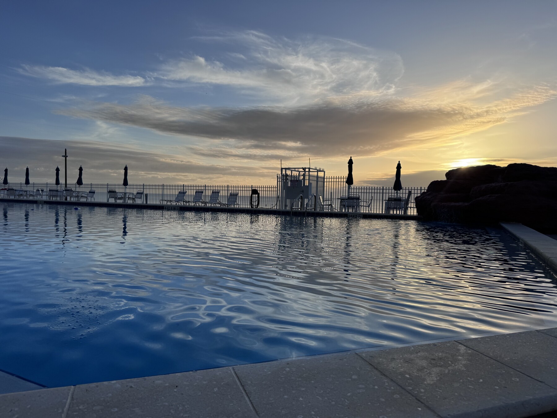 SUNRISE on the pool deck is a must. Come experience this.